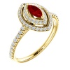 18K Yellow Gold 6.00x3.00mm Marquise Cut Ruby and Diamond Double-Halo Ring