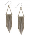 Flaunt some fringe this season. Lucky Brand's chandelier earrings feature dangling chains in two-tone to create a versatile apperance. Crafted in gold tone and silver tone mixed metal. Approximate drop: 4 inches.