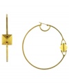 Architecturally sound. Unique pyramid studs make Vince Camuto's skinny hoop earrings stand apart. Crafted in gold tone mixed metal. Approximate diameter: 2-1/2 inches.