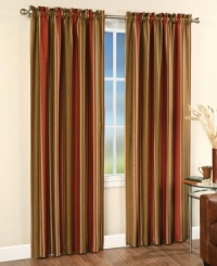 With bold wallpaper stripes and a low luster, this window panel gives your rooms a touch of sophistication with a silk-like look and incredible, easy-care convenience. Featuring a pole-top design that slides easily over most curtain rods. With bold wallpaper stripes and a low luster, this window panel gives your rooms a touch of sophistication with a silk-like look and incredible, easy-care convenience. Featuring a pole-top design that slides easily over most curtain rods.
