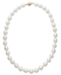 A simple style that exudes elegance. This sophisticated strand of cultured South Sea pearls (10-12 mm) strikes the perfect balance between day and evening. Features a brushed ball clasp in 14k gold. Approximate length: 18 inches.
