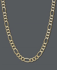 A subtle chain adds a hint of timeless elegance. This 14k gold necklace features an intricate figaro link chain. Approximate length: 22 inches. Approximate width: 5 mm.