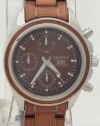 Geneva Quartz Chronograph Look Boyfriend Brown Metal Band with Rhinestones