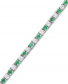 Show your true colors. A sweet mix of round-cut white sapphires (2-1/2 ct. t.w.) and emeralds (2 ct. t.w.) create a seamless row of sparkle on this stunning sterling silver bracelet. Approximate length: 7 inches.