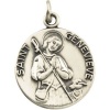 Sterling Silver St. Genevieve Pendant 18 Inch Chain 18mm - JewelryWeb