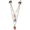 Betsey Johnson Picnic Collection Flower Strawberry 4 Row Necklace