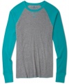 Hitting a home run: American Rag uses color blocking and raglan seams to give this thermal shirt a baseball spin.