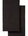 Cotton Craft - 2 Pack Terry Waffle Weave Kitchen Towels Black - 100% Pure Cotton - Highly Absorbent