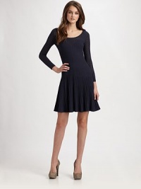 Delicate pointelle knit lends feminine charm to this clingy fit and flare frock.ScoopneckMock sweetheart bodicePleats from bust to hemPullover styleAbout 23 from natural waist65% rayon/35% nylonDry cleanImportedModel shown is 5'10 (177cm) wearing US size Small. Delicate pointelle knit lends feminine charm to this clingy fit and flare frock.ScoopneckMock sweetheart bodicePleats from bust to hemPullover styleAbout 23 from natural waist65% rayon/35% nylonDry cleanImportedModel shown is 5'10 (177cm) wearing US size Small.