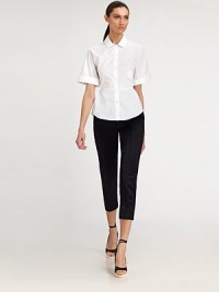 Supple silk, tailored in a sporty, cropped silhouette.Front dartsBack vents at cuffsConcealed back zipInseam, about 27SilkDry cleanMade in ItalyModel shown is 5'11 (180cm) wearing US size 4. Supple silk, tailored in a sporty, cropped silhouette.Front dartsBack vents at cuffsConcealed back zipInseam, about 27SilkDry cleanMade in ItalyModel shown is 5'11 (180cm) wearing US size 4.