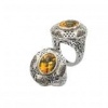 925 Silver, Citrine & Chocolate Diamond Oval Ring with 18k Gold Accents (0.32ctw)- Sizes 6-8