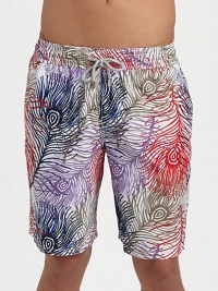 A colorful array of sea-inspired prints accent these classic-fitting swim trunks, in quick-drying nylon, for superior support and comfort.Elastic drawstring waistSide slash, back flap pocketInseam, about 9Polyamide nylonMachine washImported A colorful array of sea-inspired prints accent these classic-fitting swim trunks, in quick-drying nylon, for superior support and comfort.Elastic drawstring waistSide slash, back flap pocketInseam, about 9Polyamide nylonMachine washImported