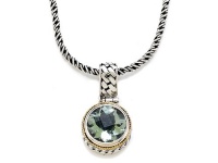 Silver and 18kt Yellow Gold Genuine Green Amethyst Necklace by Effy Collection® Silver and 18kt Yellow Gold Genuine Green Amethyst Necklace by Effy Collection®
