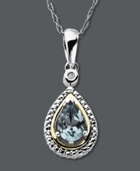 The perfect present for the December birthday girl. Stun her with her very own birthstone - a pear-cut aquamarine (5/8 ct. t.w.) with a sparkling diamond accent on top. Crafted in 14k gold and sterling silver. Approximate length: 18 inches. Approximate drop: 1 inch. The perfect present for the December birthday girl. Stun her with her very own birthstone - a pear-cut aquamarine (5/8 ct. t.w.) with a sparkling diamond accent on top. Crafted in 14k gold and sterling silver. Approximate length: 18 inches. Approximate drop: 1 inch.
