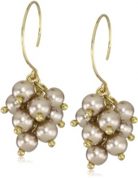 Anne Klein Sorbet Gold-Tone Champagne Pearl and Crystal Eurowire Drop Earrings Anne Klein Sorbet Gold-Tone Champagne Pearl and Crystal Eurowire Drop Earrings