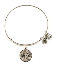 Simply styled in plated silver, this Alex and Ani bangle is an earthy addition to your bracelet stack with its etched Tree of Life charm. Simply styled in plated silver, this Alex and Ani bangle is an earthy addition to your bracelet stack with its etched Tree of Life charm.