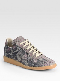 Take a step forward into high-style with this python-printed lace-up style of smooth suede.Printed suede upperLeather liningPadded insoleRubber sole Made in Italy Take a step forward into high-style with this python-printed lace-up style of smooth suede.Printed suede upperLeather liningPadded insoleRubber sole Made in Italy