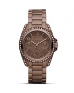 Work this season's espresso-toned watch trend with this sporty style from MICHAEL Michael Kors. Boasting a dusting of crystals, it's a subtle way to work sparkle.