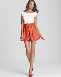 Fun and flirty for fall, this Alice + Olivia belted dress boasts a low scoop back and tweed bubble skirt, lending it the youthful sensibility you crave. Match the color-block style to your pumps and turn the sidewalk into your runway. Fun and flirty for fall, this Alice + Olivia belted dress boasts a low scoop back and tweed bubble skirt, lending it the youthful sensibility you crave. Match the color-block style to your pumps and turn the sidewalk into your runway.