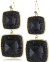 Kenneth Cole New York Urban Nero Black Geometric Bead Double Drop Earrings