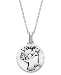 Diligent, modest, meticulous & reliable. Unwritten's chic Zodiac pendant features the signature Virgo design with these unique qualities listed on the reverse side. Set in sterling silver. Approximate length: 18 inches. Approximate drop: 3/4 inch. Diligent, modest, meticulous & reliable. Unwritten's chic Zodiac pendant features the signature Virgo design with these unique qualities listed on the reverse side. Set in sterling silver. Approximate length: 18 inches. Approximate drop: 3/4 inch.