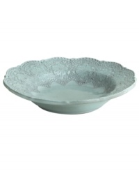 Handcrafted in the Italian tradition, this Merletto bowl is intricately embellished with a lacy floral texture and painted a serene aqua hue. Made for soup or pasta, it's an elegant companion to Arte Italica dinnerware. Handcrafted in the Italian tradition, this Merletto bowl is intricately embellished with a lacy floral texture and painted a serene aqua hue. Made for soup or pasta, it's an elegant companion to Arte Italica dinnerware.