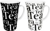 Konitz Mega Tea Writing Mugs, Black/White, Set of 4