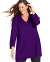 Enjoy the relaxed comfort of Karen Scott's three-quarter-sleeve plus size tunic sweater, featuring an oversized fit.