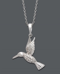 When sweet sparkle and the serenity of nature combine, you'll experience style perfection. This beautiful hummingbird pendant shines with the addition of round-cut diamonds (1/10 ct. t.w.). Setting and chain crafted in sterling silver. Approximate length: 18 inches. Approximate drop: 1 inch. When sweet sparkle and the serenity of nature combine, you'll experience style perfection. This beautiful hummingbird pendant shines with the addition of round-cut diamonds (1/10 ct. t.w.). Setting and chain crafted in sterling silver. Approximate length: 18 inches. Approximate drop: 1 inch.