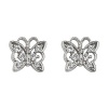 .925 Sterling Silver Rhodium Plated Butterfly CZ Stud Earrings with Screw-back for Children & Women