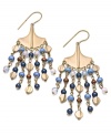 Embrace the beauty of bohemian-inspired style. Lauren by Ralph Lauren's shimmery chandelier earrings incorporate wooden and glass beads in a range of hues. Set in brass tone mixed metal. Approximate drop: 3 inches.