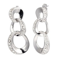 Sterling Silver Clear Swarovski Crystal Interlocking Circles Drop Earrings Sterling Silver Clear Swarovski Crystal Interlocking Circles Drop Earrings