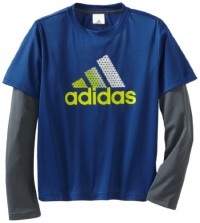 adidas Boys 8-20 Youth Logo 2-in-1 Tee, Dark Blue/Dark Onix/Lab Lime, Medium adidas Boys 8-20 Youth Logo 2-in-1 Tee, Dark Blue/Dark Onix/Lab Lime, Medium