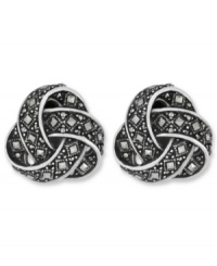 Get all tied up in knots. Genevieve & Grace's petite knot studs sparkle with the addition of marcasite. Set in sterling silver. Earrings feature an omega clip-on backing for non-pierced ears. Approximate diameter: 3/4 inch. Get all tied up in knots. Genevieve & Grace's petite knot studs sparkle with the addition of marcasite. Set in sterling silver. Earrings feature an omega clip-on backing for non-pierced ears. Approximate diameter: 3/4 inch.