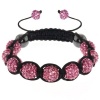 Fully Iced Out Hip Hop Pave 9 Pink Disco Ball Adjustable Bracelet