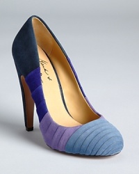 Soft folds fade from midnight blue to periwinkle on Mark+James by Badgley Mischka's Elisha pumps, equipped with an on-trend curved heel. Soft folds fade from midnight blue to periwinkle on Mark+James by Badgley Mischka's Elisha pumps, equipped with an on-trend curved heel.