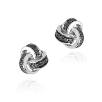 Sterling Silver Black Diamond Accent Love Knot Stud Earrings Sterling Silver Black Diamond Accent Love Knot Stud Earrings