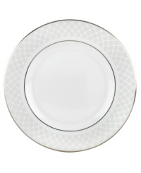 A sweet lace pattern combines with platinum borders to add graceful elegance to your tabletop. The classic shape and pristine white shade make this salad plate a timeless addition to any meal. From Lenox's dinnerware and dishes collection. A sweet lace pattern combines with platinum borders to add graceful elegance to your tabletop. The classic shape and pristine white shade make this salad plate a timeless addition to any meal. From Lenox's dinnerware and dishes collection.