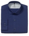 Sophisticated stripes get a shot of cool color with this slim-fit shirt from Geoffrey Beene.