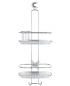 Oxo's 2 Tier Shower Caddy provides ample space for all your shower essentials, featuring two trays that accommodate tall bottles in upright and upside down position so you don't waste a drop of your shampoos, conditioners and more. Two hooks at the bottle are perfect for washcloths and loofahs while catch-all cups snap into either tray to hold smaller items. The pivoting hook holds the caddy securely and will fit on most pipes.