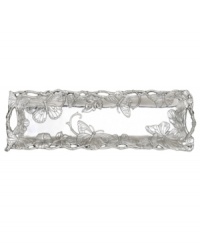 Invite fresh whimsy to the table on the wings of this rectangular Butterfly tray. This springtime motif is swarming with butterflies, sculpted in gleaming aluminum and a delight for nature lovers. Great for bruschetta, stuffed mushrooms and other party favorites. From Arthur Court's collection of serveware and serving dishes. Invite fresh whimsy to the table on the wings of this rectangular Butterfly tray. This springtime motif is swarming with butterflies, sculpted in gleaming aluminum and a delight for nature lovers. Great for bruschetta, stuffed mushrooms and other party favorites. From Arthur Court's collection of serveware and serving dishes.