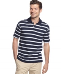 Clean-cut classic. Dressed up or down, this striped polo shirt from John Ashford will keep you stylish and comfortable in any season. Clean-cut classic. Dressed up or down, this striped polo shirt from John Ashford will keep you stylish and comfortable in any season.