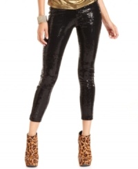 Star style made easy! Baby Phat's sequin, five-pocket skinny pants are designed for the party life. Star style made easy! Baby Phat's sequin, five-pocket skinny pants are designed for the party life.