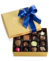 Savor the sweetness of Godiva this season with this classic assortment of Belgian chocolates. Wrapped in a gold box and tied with a bow, this Hanukkah collection is sure to bring smiles and warm hearts around the table. Savor the sweetness of Godiva this season with this classic assortment of Belgian chocolates. Wrapped in a gold box and tied with a bow, this Hanukkah collection is sure to bring smiles and warm hearts around the table.