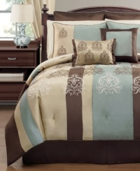 An exquisite medallion pattern renders a traditional air in this Grenada comforter set, featuring a ground of beautifully colored stripes. This expansive set comes complete with all the pieces to transform your space into a sophisticated retreat. An exquisite medallion pattern renders a traditional air in this Grenada comforter set, featuring a ground of beautifully colored stripes. This expansive set comes complete with all the pieces to transform your space into a sophisticated retreat.