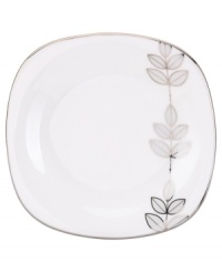 Clusters of gleaming leaves rain down on the white bone china bread and butter square plates from the Platinum Leaf collection. Part of Lenox's Lifestyle dinnerware, these dishes are playfully modern and naturally chic, and have an enchanting look that's fresh and perfect for every occasion. Clusters of gleaming leaves rain down on the white bone china bread and butter square plates from the Platinum Leaf collection. Part of Lenox's Lifestyle dinnerware, these dishes are playfully modern and naturally chic, and have an enchanting look that's fresh and perfect for every occasion.