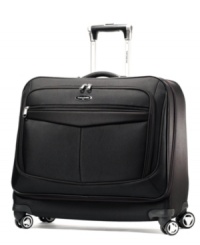 Your wardrobe on wheels! Standing upright when open, this versatile garment bag gives you the perfect view of your belongings, providing you with on-hanger packing and easy access to everything you need in a moment's notice. The full-featured interior reveals a hanger hook, extender panel for longer garments, a fully-lined shoe compartment and more! Your wardrobe on wheels! Standing upright when open, this versatile garment bag gives you the perfect view of your belongings, providing you with on-hanger packing and easy access to everything you need in a moment's notice. The full-featured interior reveals a hanger hook, extender panel for longer garments, a fully-lined shoe compartment and more!