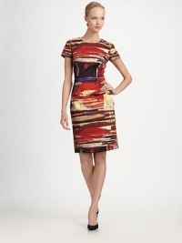 Bold, paintbrush-inspired designs adorn this tailored pencil silhouette.JewelneckShort sleevesConcealed back zipperPrincess seamsLining: 95% silk/5% elastaneAbout 24 from natural waist97% cotton/3% elastaneDry cleanMade in Italy Model shown is 5'11 wearing US size 4. Bold, paintbrush-inspired designs adorn this tailored pencil silhouette.JewelneckShort sleevesConcealed back zipperPrincess seamsLining: 95% silk/5% elastaneAbout 24 from natural waist97% cotton/3% elastaneDry cleanMade in Italy Model shown is 5'11 wearing US size 4.