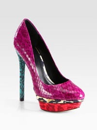 Colorblocked snakeskin pump has exotic leopard-print trim and an island platform. Self-covered heel, 5½ (140mm)Leopard-print snakeskin platform, 1 (25mm)Compares to a 4½ heel (115mm)Snakeskin upperLeather lining and solePadded insoleImportedOUR FIT MODEL RECOMMENDS ordering one half size up as this style runs small. Colorblocked snakeskin pump has exotic leopard-print trim and an island platform. Self-covered heel, 5½ (140mm)Leopard-print snakeskin platform, 1 (25mm)Compares to a 4½ heel (115mm)Snakeskin upperLeather lining and solePadded insoleImportedOUR FIT MODEL RECOMMENDS ordering one half size up as this style runs small.