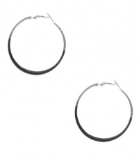 G by GUESS Silver-Tone and Black Hoop Earrings, SILVER G by GUESS Silver-Tone and Black Hoop Earrings, SILVER